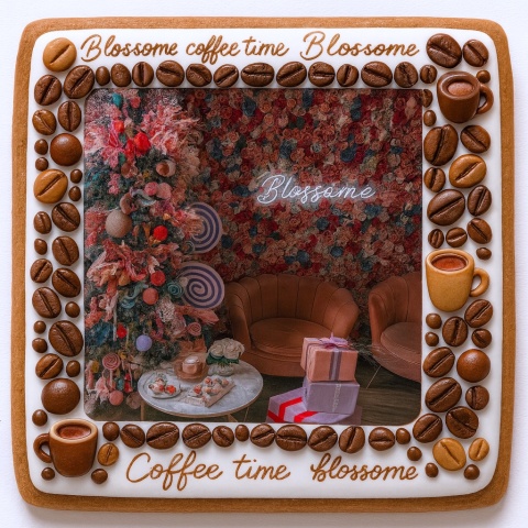 Ciastko lukrowane BlossomE cafe FLOWER roz.S PROSTOKĄT ręcznie robione