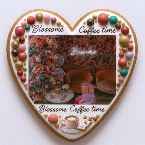 Ciastko lukrowane BlossomE cafe FLOWER roz.XL SERCE ręcznie robione