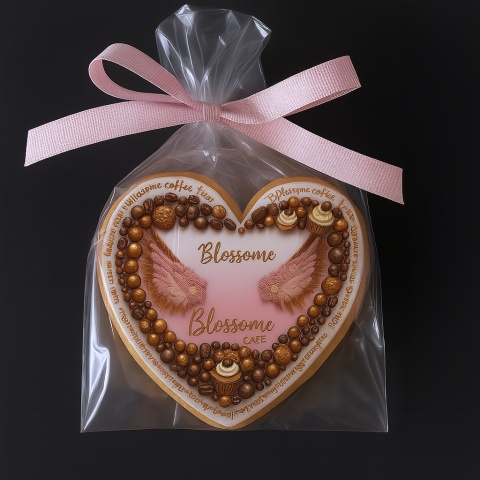 Ciastko lukrowane BlossomE cafe FLY roz.XL SERCE ręcznie robione