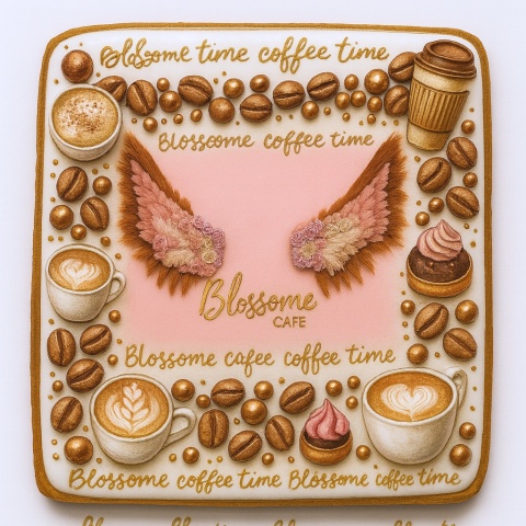 Ciastko lukrowane BlossomE cafe FLY roz.S  KWADRAT AT ręcznie robione