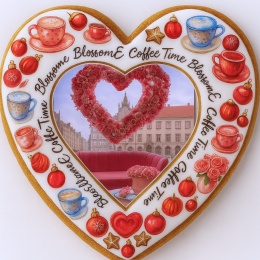 Ciastko lukrowane BlossomE cafe HEART roz.S PROSTOKĄT ręcznie robione