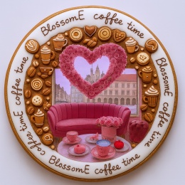 Ciastko lukrowane BlossomE cafe HEART roz.M KOŁO ręcznie robione