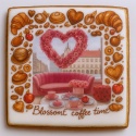 Ciastko lukrowane BlossomE cafe HEART roz.M  KWADRAT AT ręcznie robione