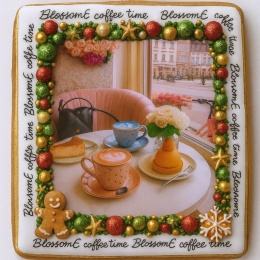 Ciastko lukrowane BlossomE cafe LOOK roz.XL  KWADRAT AT ręcznie robione