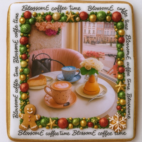 Ciastko lukrowane BlossomE cafe LOOK roz.M  KWADRAT AT ręcznie robione