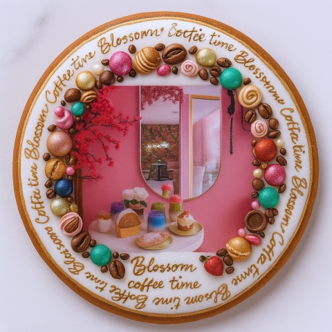 Ciastko lukrowane BlossomE cafe MIRROR roz.XL KOŁO ręcznie robione