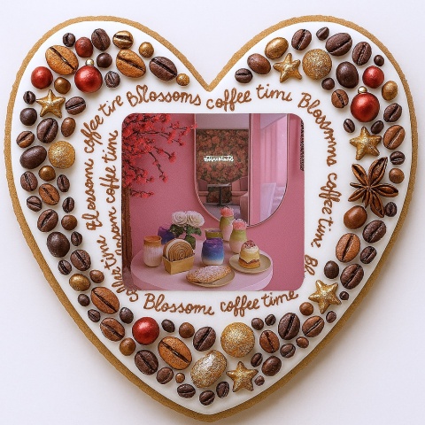 Ciastko lukrowane BlossomE cafe MIRROR roz.M SERCE ręcznie robione