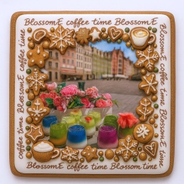 Ciastko lukrowane BlossomE cafe OLD CITY GB roz.XL  KWADRAT AT ręcznie robione