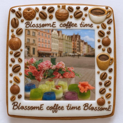 Ciastko lukrowane BlossomE cafe OLD CITY roz.M  KWADRAT AT ręcznie robione