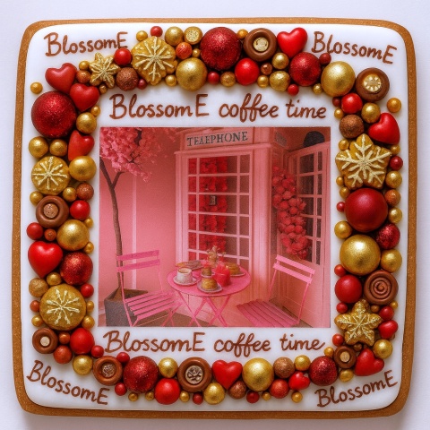 Ciastko lukrowane BlossomE cafe PHONE roz.XL  KWADRAT AT ręcznie robione