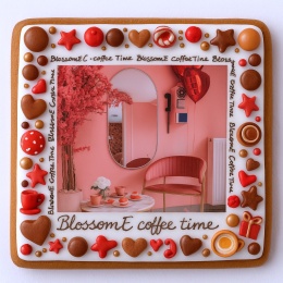 Ciastko lukrowane BlossomE cafe PINK roz.L PROSTOKĄT ręcznie robione
