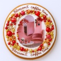 Ciastko lukrowane BlossomE cafe PINK roz.M KOŁO ręcznie robione