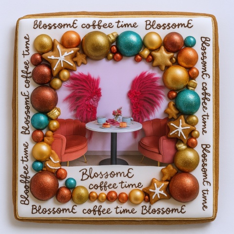 Ciastko lukrowane BlossomE cafe RED FLY roz.XL PROSTOKĄT ręcznie robione