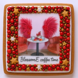 Ciastko lukrowane BlossomE cafe RED FLY roz.L  KWADRAT AT ręcznie robione