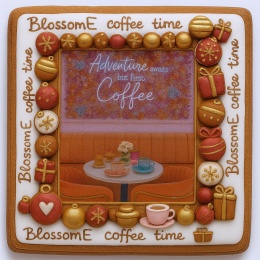 Ciastko lukrowane BlossomE cafe TABLE roz.S  KWADRAT AT ręcznie robione