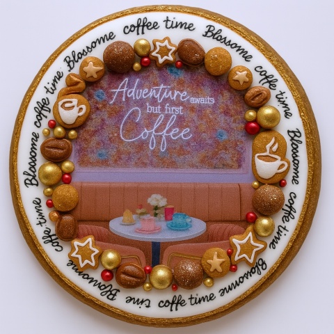 Ciastko lukrowane BlossomE cafe TABLE roz.L KOŁO ręcznie robione