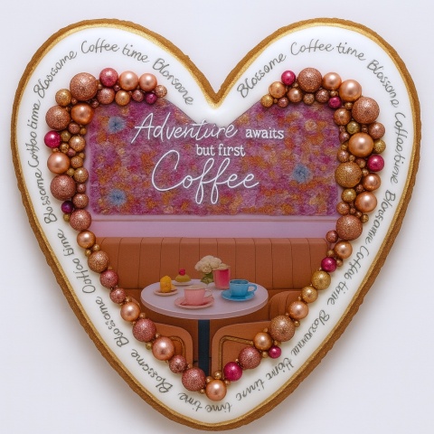 Ciastko lukrowane BlossomE cafe TABLE roz.M SERCE ręcznie robione