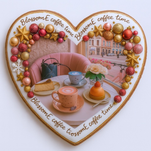 Ciastko lukrowane BlossomE cafe WINDOW roz.S SERCE ręcznie robione