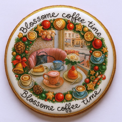 Ciastko lukrowane BlossomE cafe WINDOW roz.L KOŁO ręcznie robione