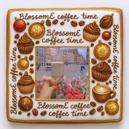 Ciastko lukrowane BlossomE cafe WINE roz.S  KWADRAT AT ręcznie robione