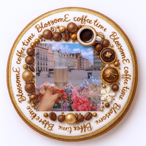 Ciastko lukrowane BlossomE cafe WINE roz.L KOŁO ręcznie robione