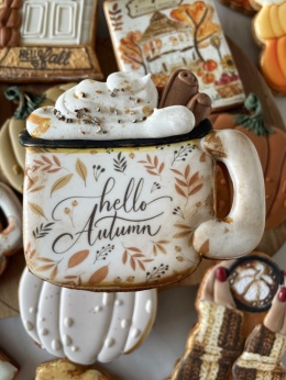 Ciastko lukrowane kubek kawa Hello Autumn